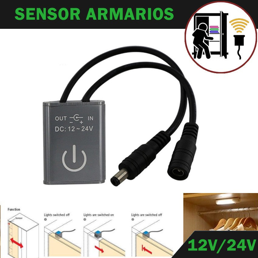 Interruptor Sensor ON/OFF Tiras LED 12V / 24V Armarios Puertas