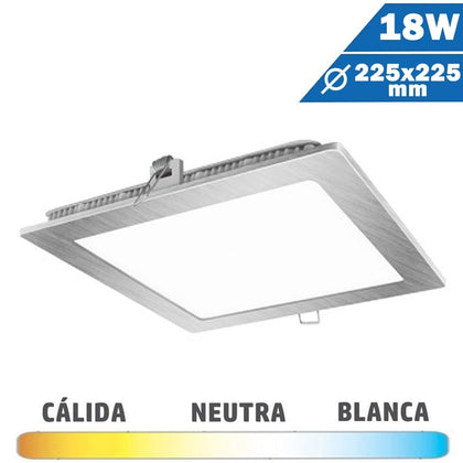 Panel LED Cuadrado Níquel 18W 225 x 225mm