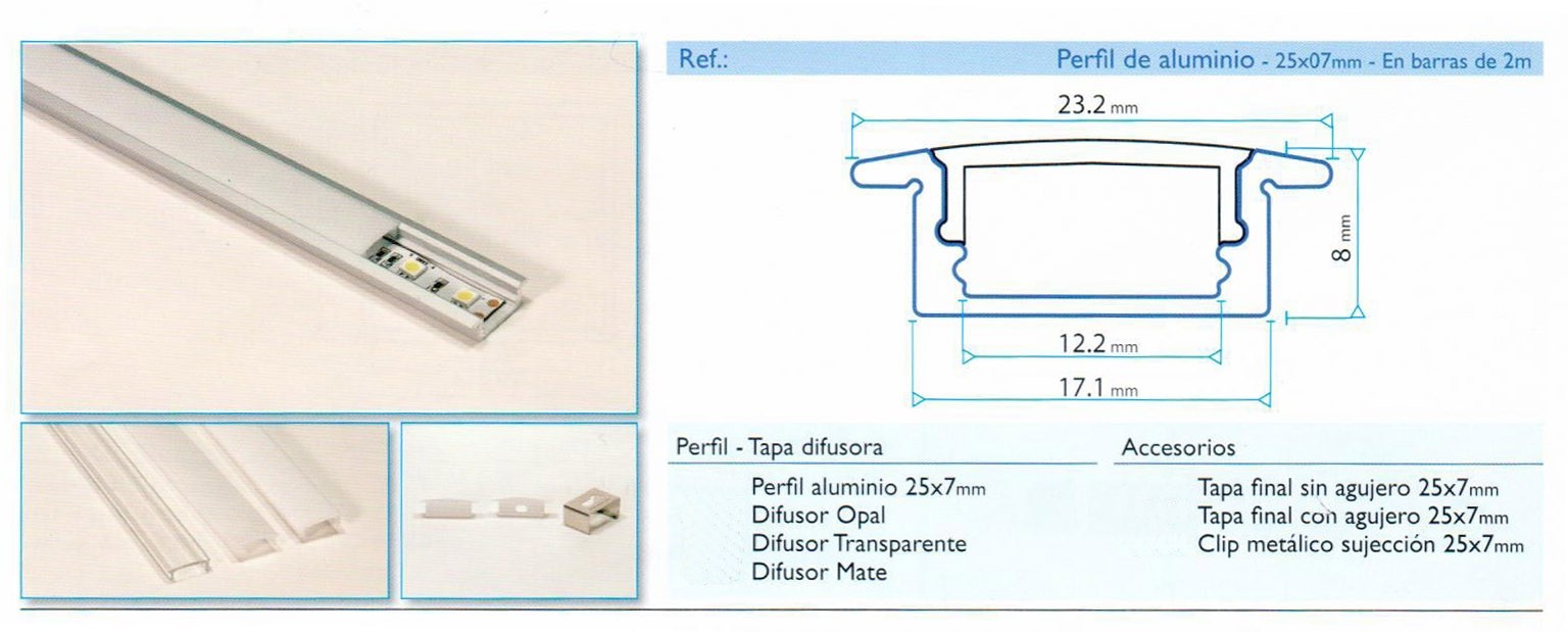 PERFIL ALUMINIO CONTORNOS REDONDEADO SUELO PARA TIRAS LED – LedyLuz