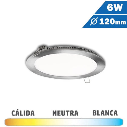 Panel LED Redondo Níquel Satinado 6W 120mm