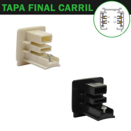 Tapas finales para carril trifásico blanco o negro