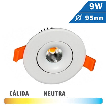 Empotrable LED COB 9W 95mm Diam Redondo Blanco