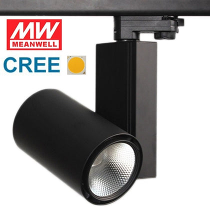 Foco Carril LED COB CREE 30W Negro F. Meanwell