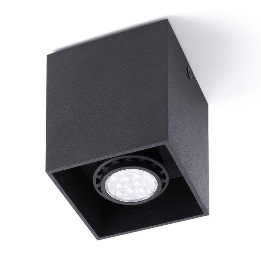 Foco abierto cúbico para bombillas LED GU10 en color negro