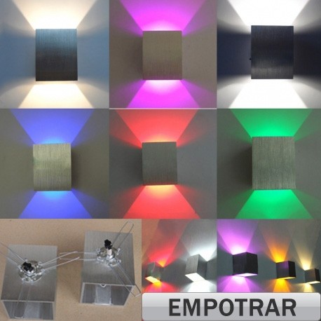 Aplique LED 3W Luz Indirecta Colores Empotrar