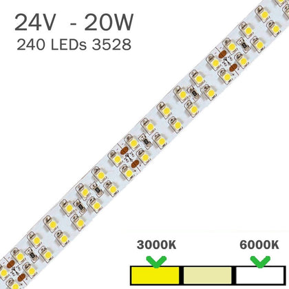 Tira LED 24V 20W/m 240LEDs/m Doble Por Metros
