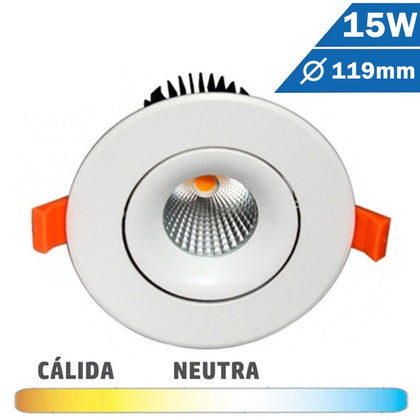 Empotrable LED COB 15W 119mm Diam Redondo Blanco