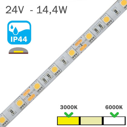 Tira LED 24V 14,4W 60LEDs/m Siliconada IP44