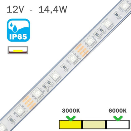 Tira LED Exterior 12V 14,4W 60 LEDs/m IP65