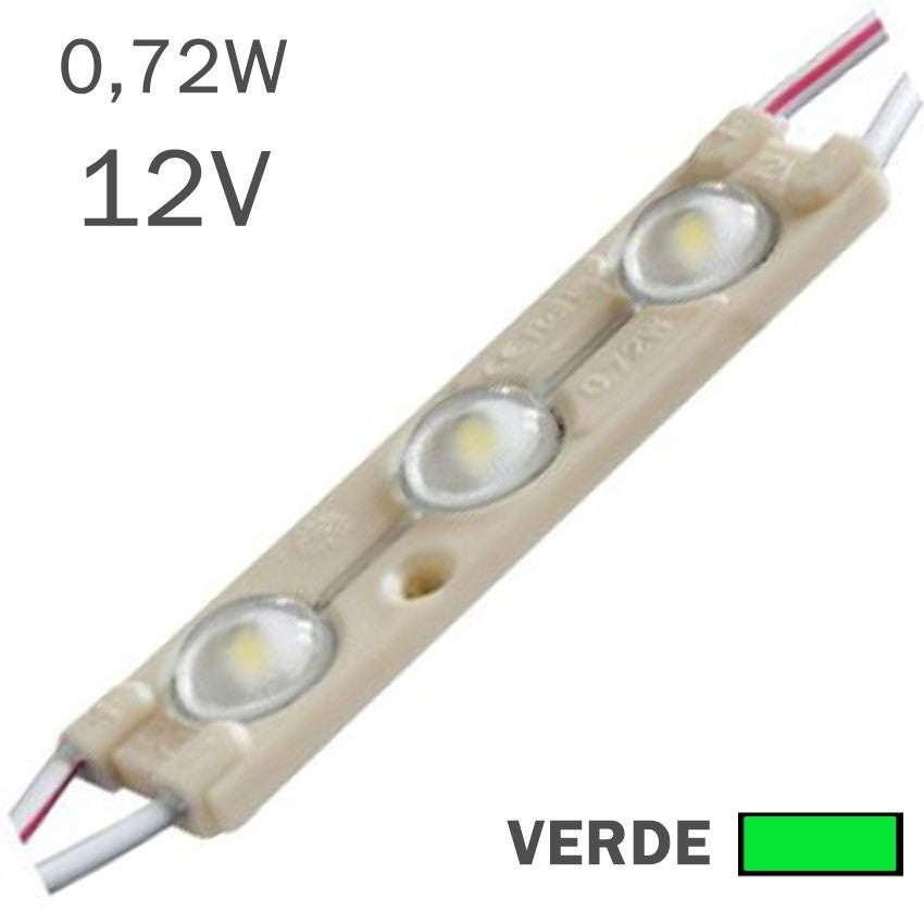 Módulo LED 0,72W 12V 3 x 2835 Luz Verde