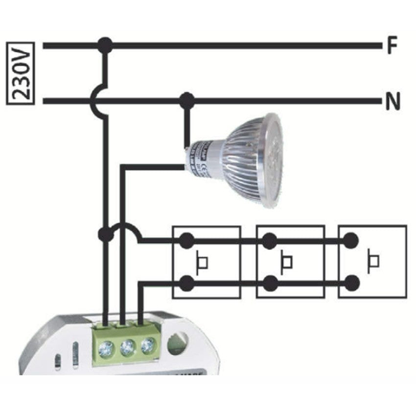 Regulador Dimmer LED por Pulsadores para LED Regulables Final de Fase