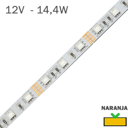 Tira LED 12V SMD 60 LEDS/m 14,4W Naranja Por Metro