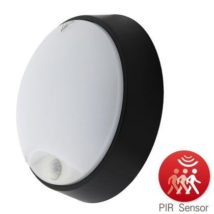 PLAFON REDONDO NEGRO 14W DETECTOR PIR IP54