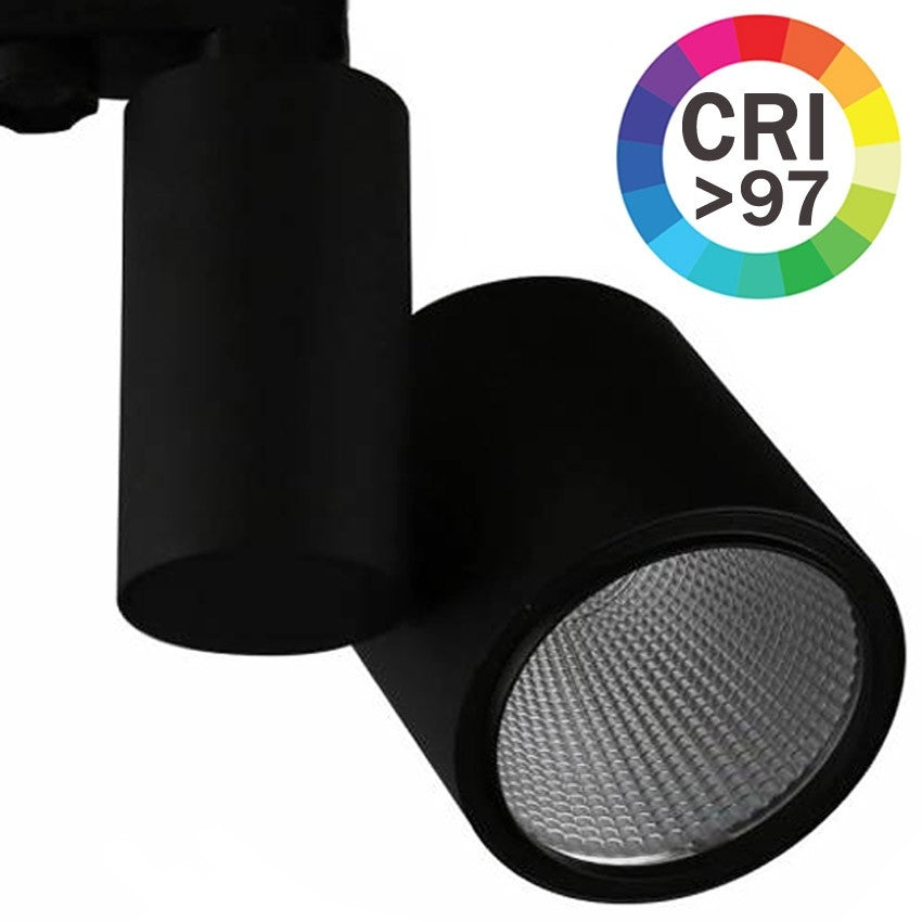 Foco Carril Trifásico LED Negro 35W CRI97
