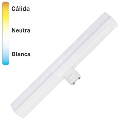 Linestra opal de 8W de potencia, 1 contacto S14d con una medida de 50cm x 3cm, 