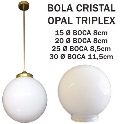 Colgante Latón Globo Cristal Triplex Opal