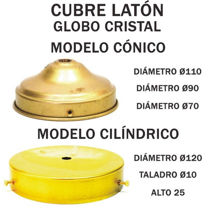 Cubre Latón Globo Cristal