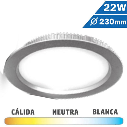 Downlight LED 22W 230mm Redondo Plata