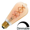 Bombilla LED E27 SP64 Filamento Espiral Ámbar E27 5W Regulable