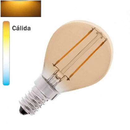 Bombilla LED E14 Esférica Filamento Ámbar 4W