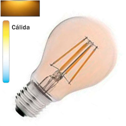 Comprar bombilla LED A60 E27 8W estándar transparente filamento visto