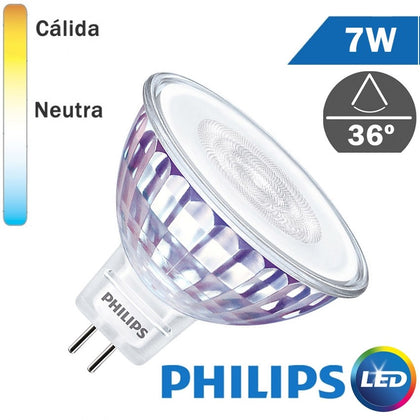 Bombilla LED 12V Philips MR16 7W 36º