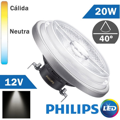 BOMBILLA LED 12V PHILIPS AR111 20W 40º