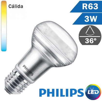 BOMBILLA LED E27 PHILIPS R63 3W