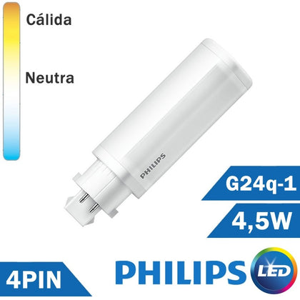 BOMBILLA LED PHILIPS PL-C 4,5W 4 PIN G24q-1