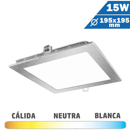 Panel LED Cuadrado Níquel 15W 195 x 195mm