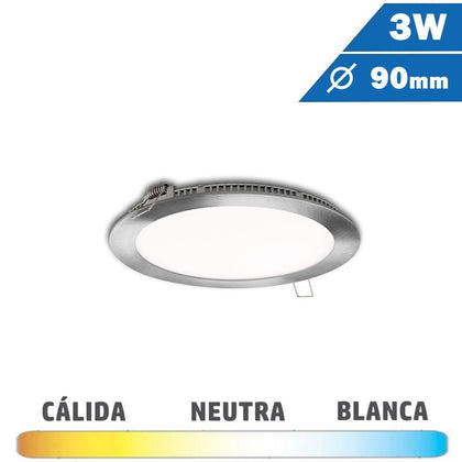 Panel LED Redondo Níquel Satinado 3W 90mm