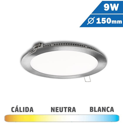 Panel LED Redondo Níquel Satinado 9W 150mm