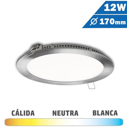 Panel LED Redondo Níquel Satinado 12W 170mm