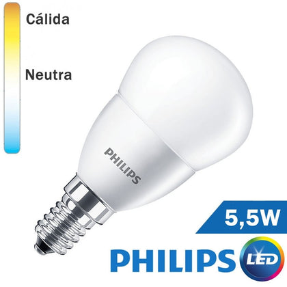 Bombilla LED E14 Esférica Philips 5,5W