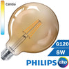 BOMBILLA LED E27 PHILIPS 8W G120 CLÁSICA GOLD