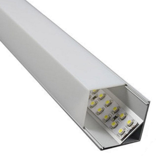 Perfil de aluminio esquinero para tira LED con difusor - 4 grapas - 2 tapas  - 16x16mm - 2 metros