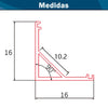 Perfil Aluminio Esquina Difusor Cuadrado Tiras LED