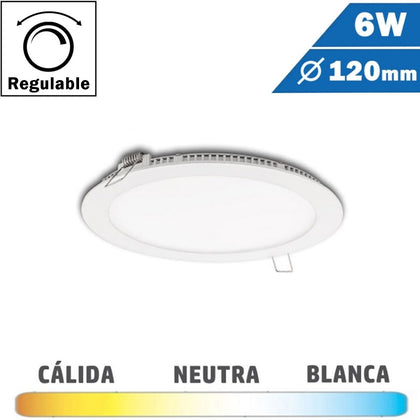 Panel LED Redondo Blanco 6W Regulable 120mm