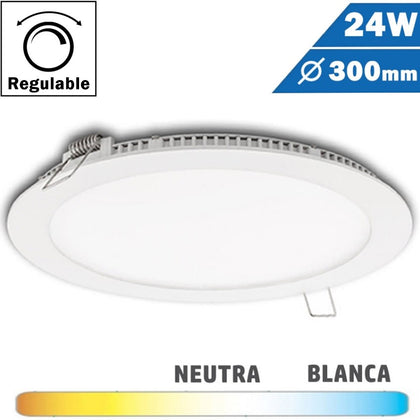 Panel LED Redondo Blanco 24W Regulable 300mm