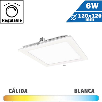 Panel LED Cuadrado Blanco 6W Regulable 120x120mm