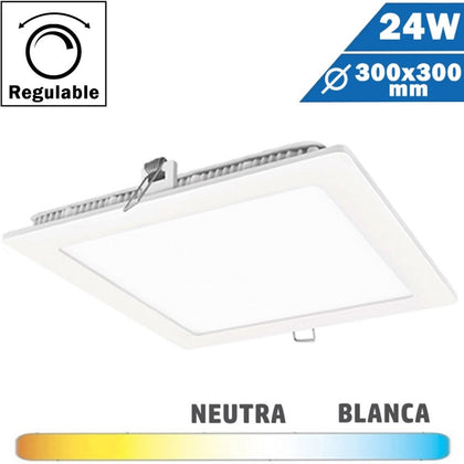 Panel LED Cuadrado Blanco 24W Regulable 300x300mm