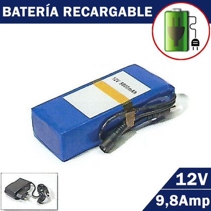 Batería Litio 117W 9,8Amp LED 12V con Cargador