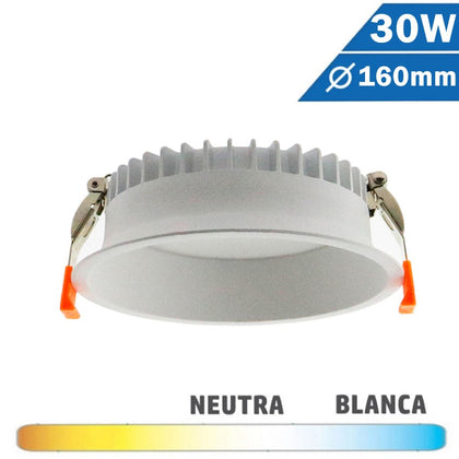Downlight LED Blanco 30W 160mm Luz Indirecta