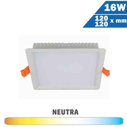 Downlight LED Mini 16W Blanco Cuadrado 120x120mm