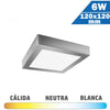 Plafón Superficie LED Cuadrado Níquel 6W 120x120mm