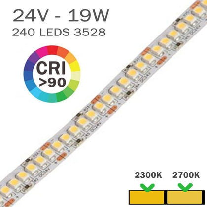 Tira LED 24V 19W 240 LEDs/m 2835 2300K / 2700K