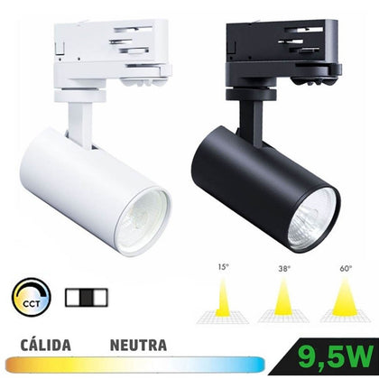 Foco Carril LED 9,5W Trifásico 15º / 38º / 60º