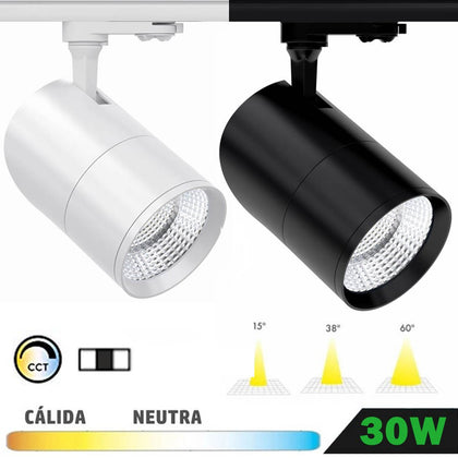Foco Carril LED 30W Trifásico CCT Ajustable