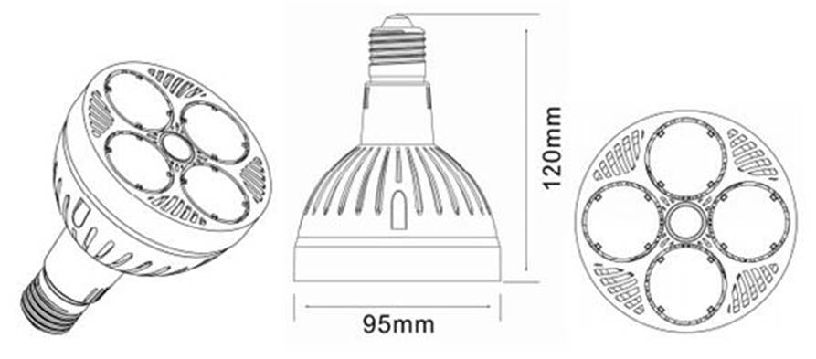 Bombilla LED para Carnicerías Pescaderías PAR30 E27 35W Luz Neodimio