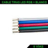 Cable de tiras LED RGBW en color blanco, negro, azul, rojo y verde